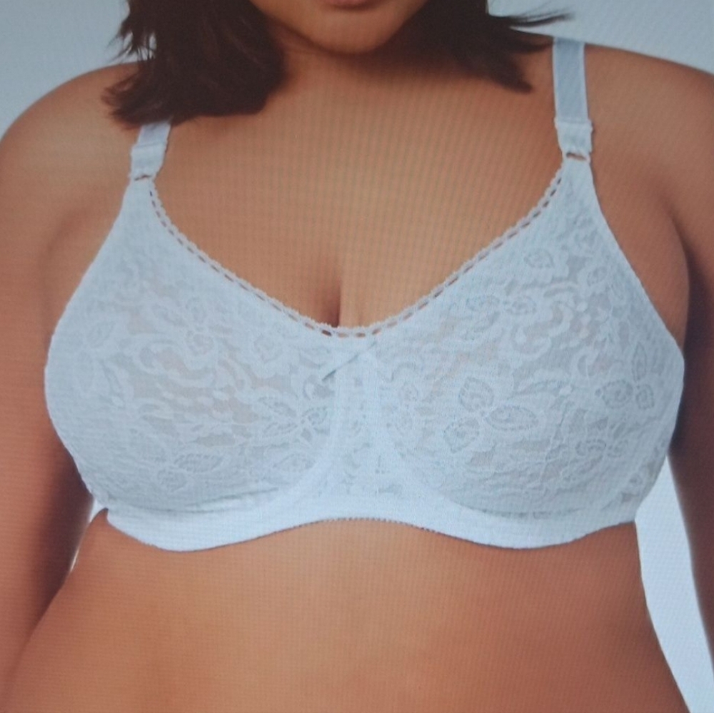 BALI Lace n Smooth 2 Ply Seamless Cup Underwire Bra 3432 White 40DD (40E)